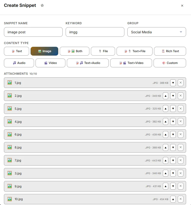 Image snippet in the editor