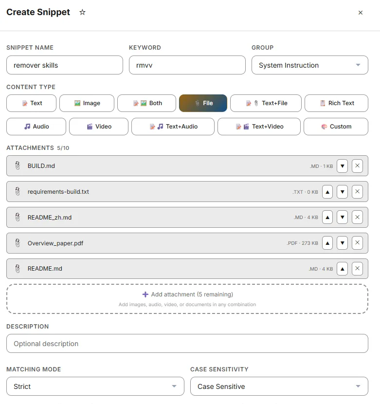File snippet in the editor