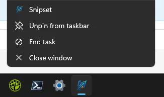 End Snipset task from the taskbar